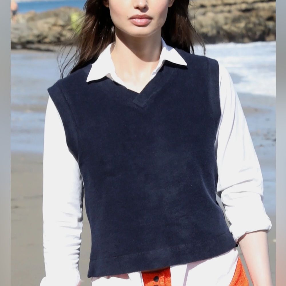 Simone Fan Terry The V neck in 100% Japanese Cotton Tank Top